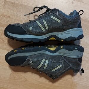 🏔️ Khombu Mens Lace-Up Hiking Athletic Shoes Brown Gray Leather/Manmade Size 8